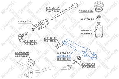 Control/Trailing Arm, wheel suspension STELLOX 57-61007-SX