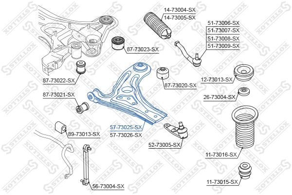 STELLOX 57-73025-SX Control/Trailing Arm, wheel suspension