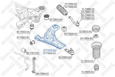 Control/Trailing Arm, wheel suspension STELLOX 57-73025-SX