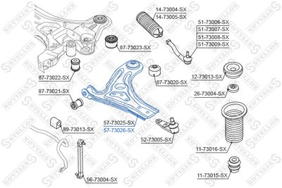Control/Trailing Arm, wheel suspension STELLOX 57-73026-SX