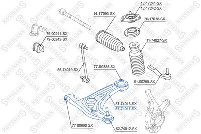 Control/Trailing Arm, wheel suspension STELLOX 57-74017-SX