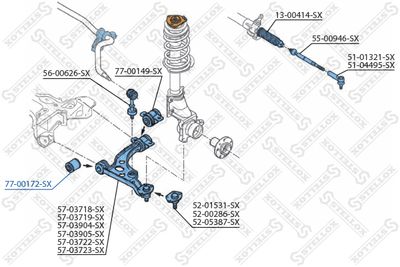 Mounting, control/trailing arm STELLOX 77-00172-SX