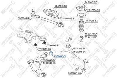 Mounting, control/trailing arm STELLOX 77-00642-SX