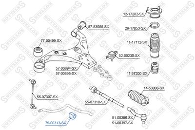Mounting, stabiliser bar STELLOX 79-00313-SX
