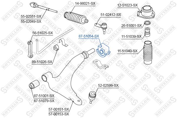 STELLOX 87-51054-SX Mounting, control/trailing arm