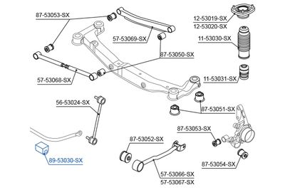 Mounting, stabiliser bar STELLOX 89-53030-SX