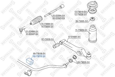 Mounting, stabiliser bar STELLOX 89-73019-SX