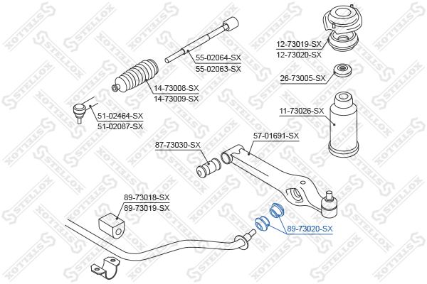 STELLOX 89-73020-SX Mounting, stabiliser bar