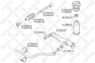Mounting, stabiliser bar STELLOX 89-73020-SX