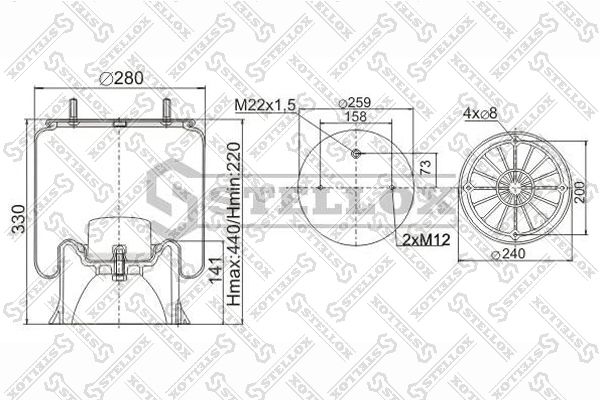 STELLOX 90-40042-SX Bellow, air suspension