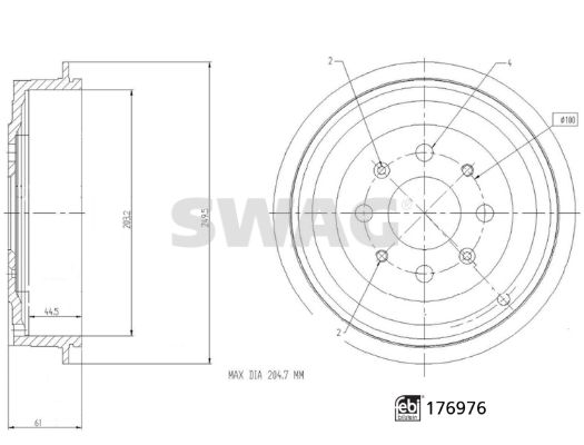 SWAG 33 10 3828 Brake Drum