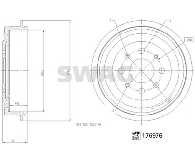 Brake Drum SWAG 33 10 3828