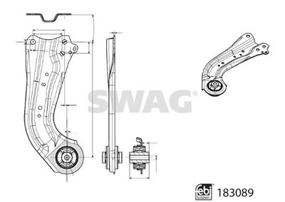 Control/Trailing Arm, wheel suspension SWAG 33 10 8821