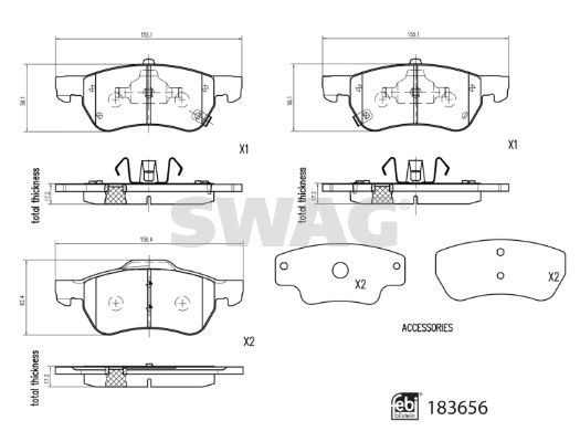 SWAG 33 10 9108 Brake Pad Set, disc brake