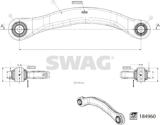 SWAG 33 10 9715 Control/Trailing Arm, wheel suspension