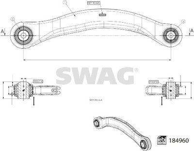 Control/Trailing Arm, wheel suspension SWAG 33 10 9715