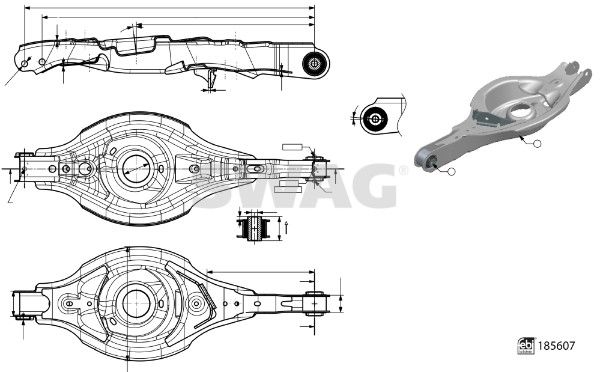 SWAG 33 11 0003 Control/Trailing Arm, wheel suspension