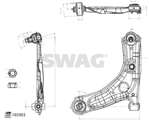SWAG 33 11 0144 Control/Trailing Arm, wheel suspension