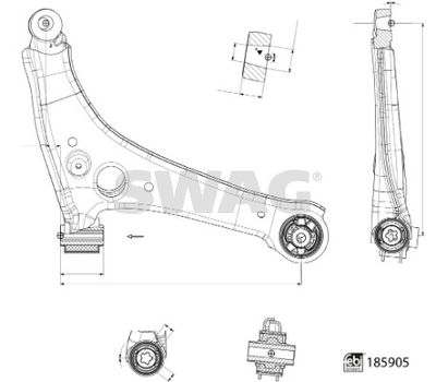 Control/Trailing Arm, wheel suspension SWAG 33 11 0146