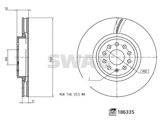 SWAG 33 11 0360 Brake Disc