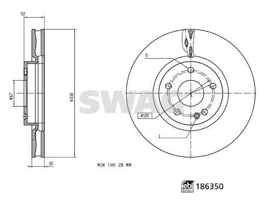 SWAG 33 11 0369 Brake Disc