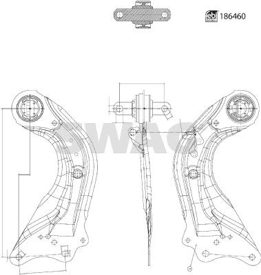 Control/Trailing Arm, wheel suspension SWAG 33 11 0405