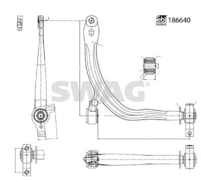 Control/Trailing Arm, wheel suspension SWAG 33 11 0489