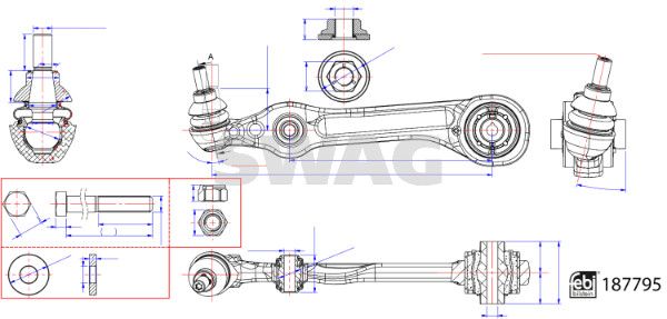SWAG 33 11 0537 Control/Trailing Arm, wheel suspension