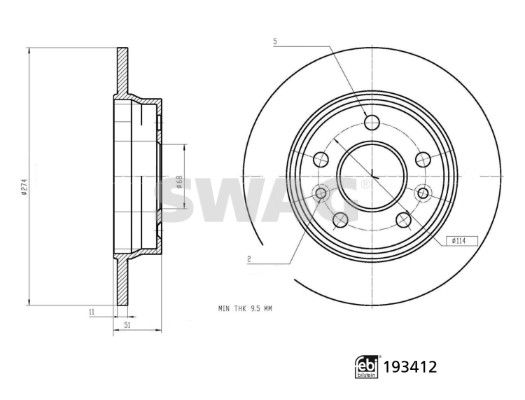 SWAG 33 11 1227 Brake Disc