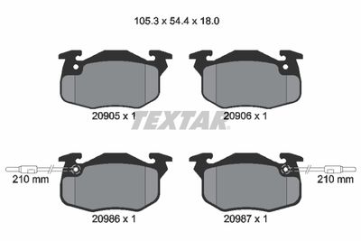 Brake Pad Set, disc brake TEXTAR 2090506