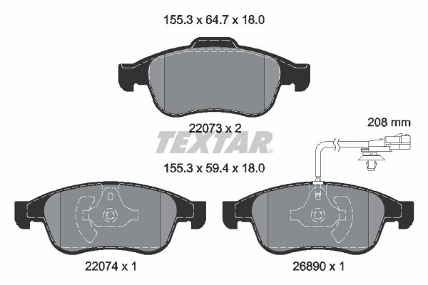 TEXTAR 2207301 Brake Pad Set, disc brake