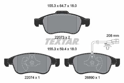 Brake Pad Set, disc brake TEXTAR 2207301