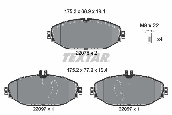 TEXTAR 2207601 Brake Pad Set, disc brake