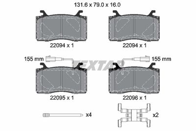 Brake Pad Set, disc brake TEXTAR 2209401