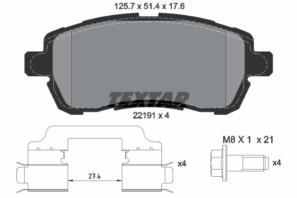 TEXTAR 2219103 Brake Pad Set, disc brake