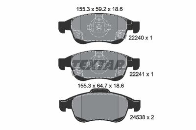 Brake Pad Set, disc brake TEXTAR 2224001