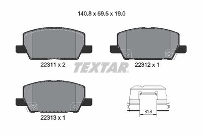 Brake Pad Set, disc brake TEXTAR 2231102