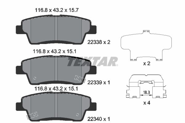 TEXTAR 2233801 Brake Pad Set, disc brake