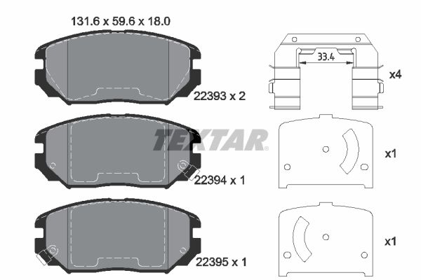 TEXTAR 2239301 Brake Pad Set, disc brake
