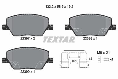 Brake Pad Set, disc brake TEXTAR 2239701
