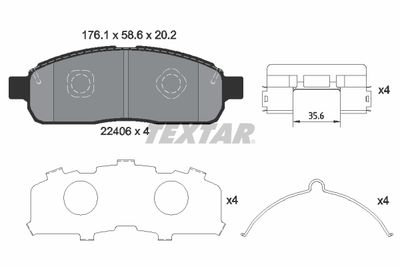 Brake Pad Set, disc brake TEXTAR 2240601