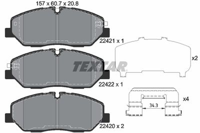 Brake Pad Set, disc brake TEXTAR 2242101