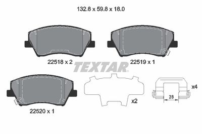 Brake Pad Set, disc brake TEXTAR 2251801