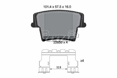 Brake Pad Set, disc brake TEXTAR 2265001