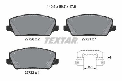 Brake Pad Set, disc brake TEXTAR 2272001