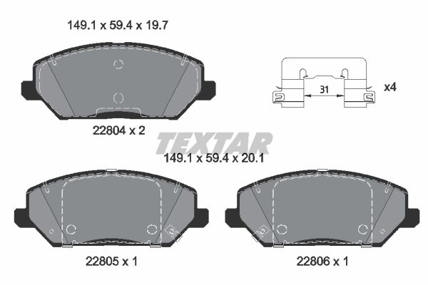 TEXTAR 2280401 Brake Pad Set, disc brake