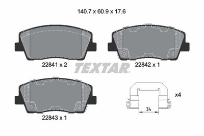 Brake Pad Set, disc brake TEXTAR 2284101