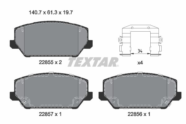 TEXTAR 2285501 Brake Pad Set, disc brake