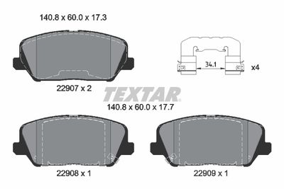 Brake Pad Set, disc brake TEXTAR 2290701