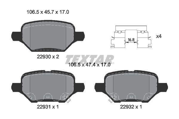 TEXTAR 2293001 Brake Pad Set, disc brake